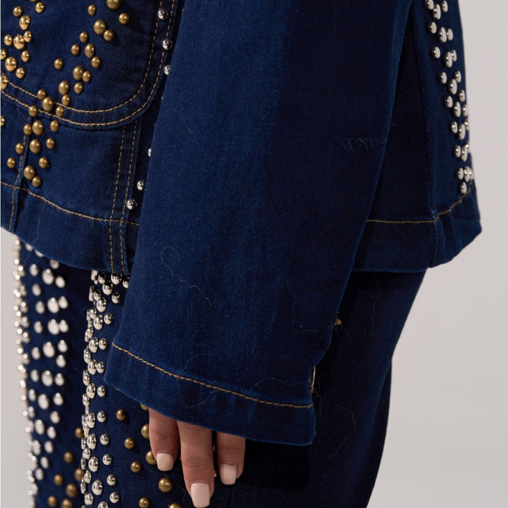 CHEYENNE STUDDED DENIM BLAZER - L